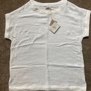 Faherty White Cotton Gauze Tee